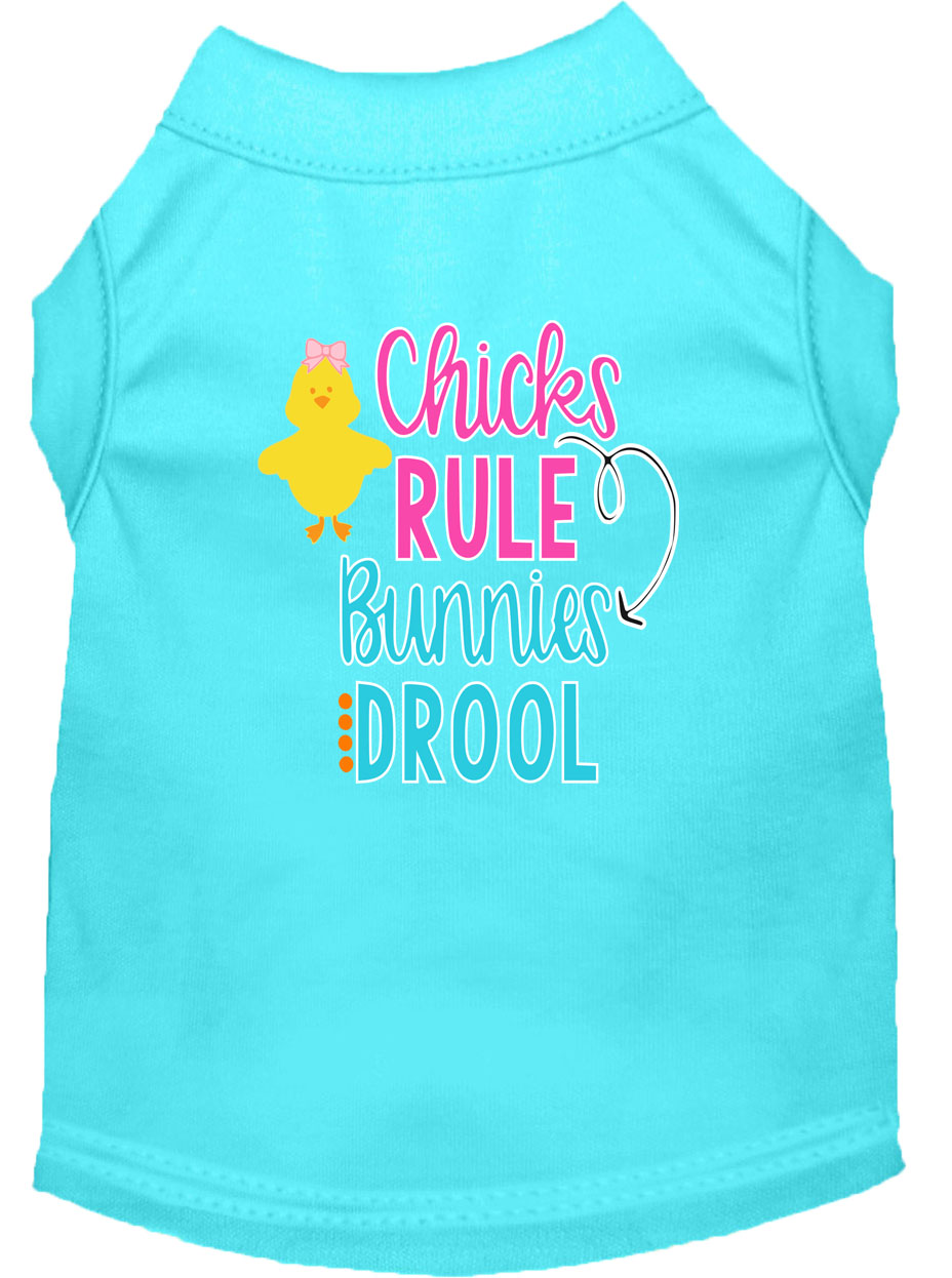 Chicks Rule Screen Print Dog Shirt Aqua XXL